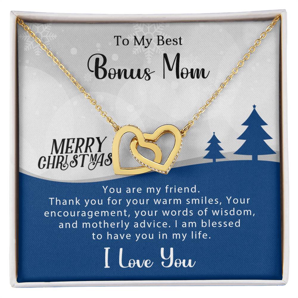 Bonus Mom - Wisdom - Christmas Gift - Interlocking Hearts Necklace