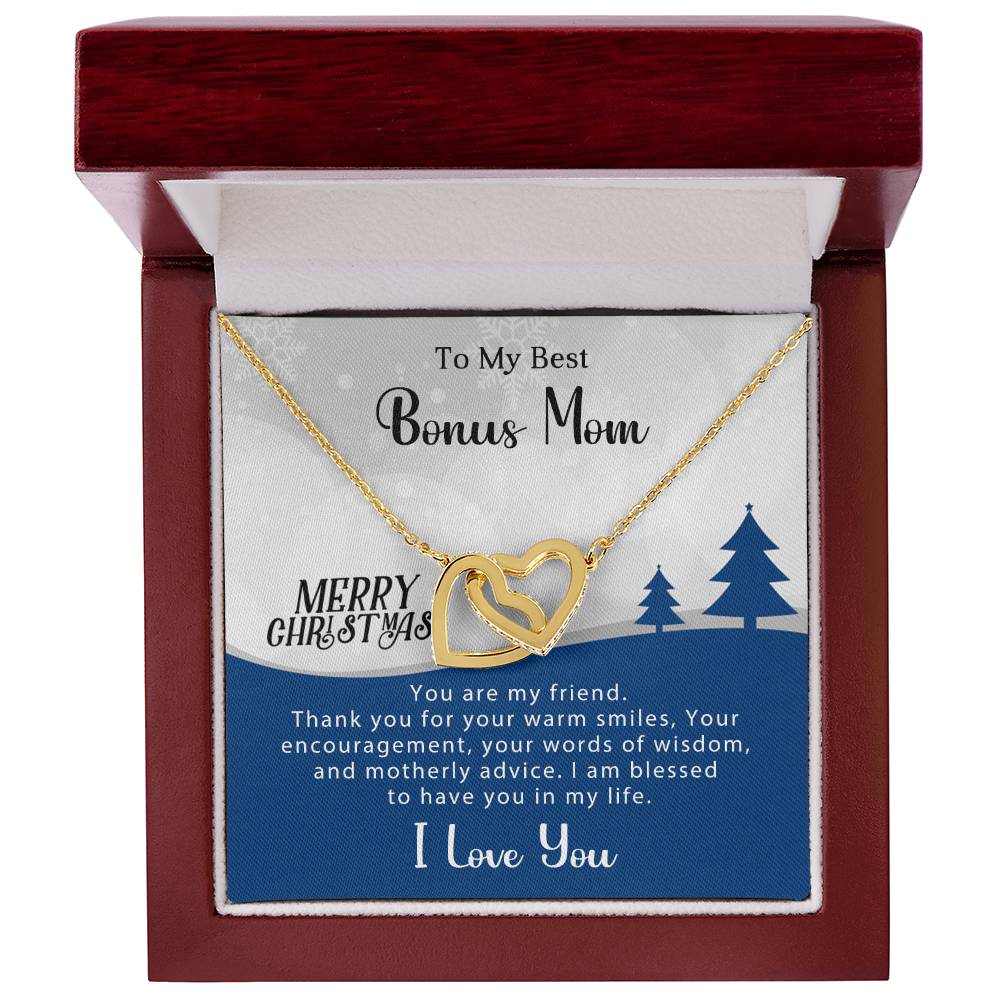 Bonus Mom - Wisdom - Christmas Gift - Interlocking Hearts Necklace