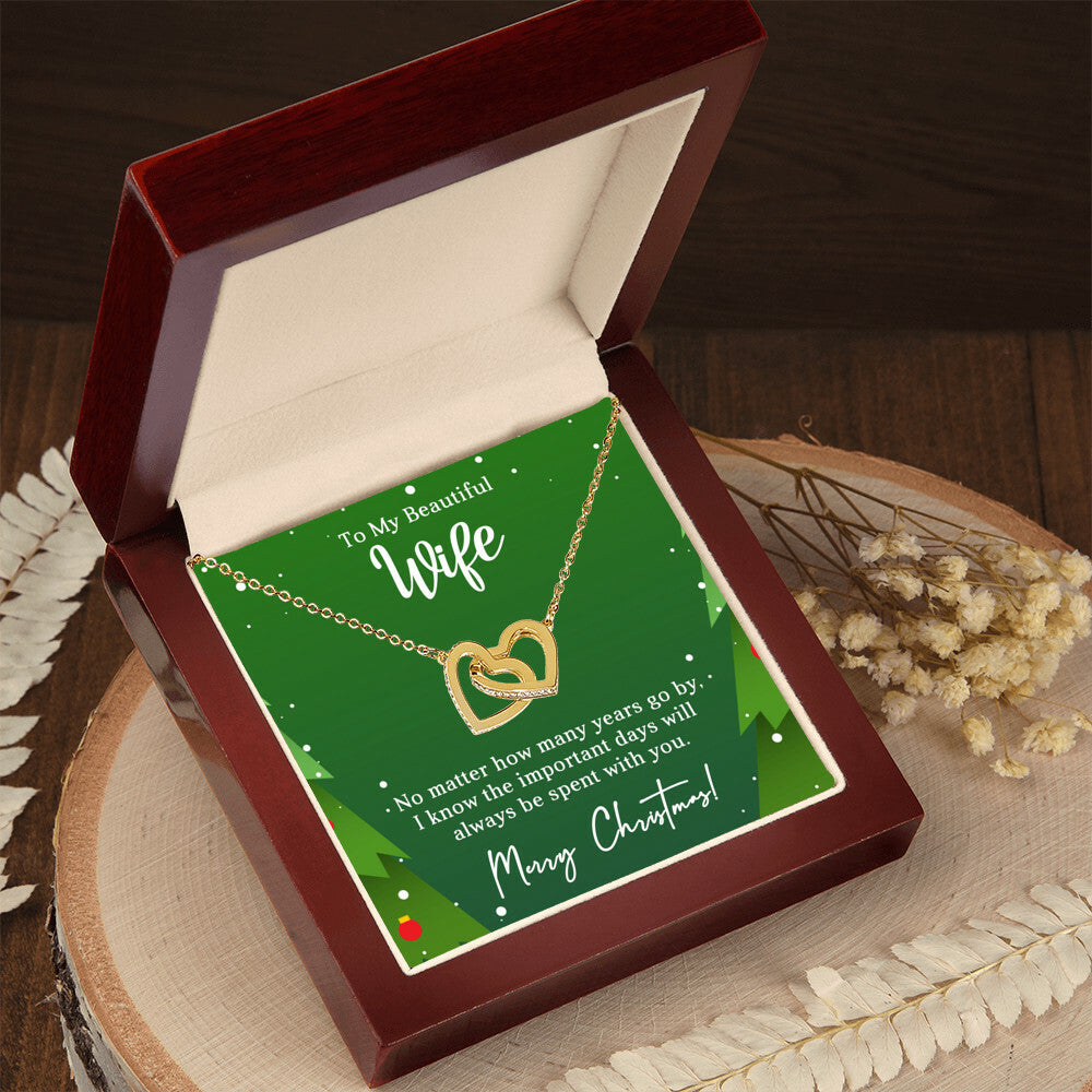 Wife - With you - Christmas gift - Interlocking Hearts Necklace