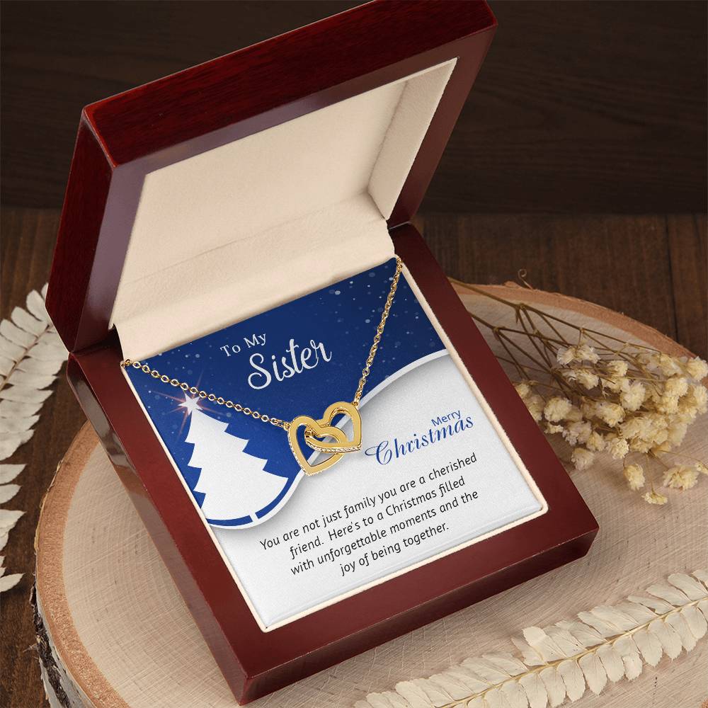 Sister - Cherished - Christmas gift - Interlocking Hearts Necklace