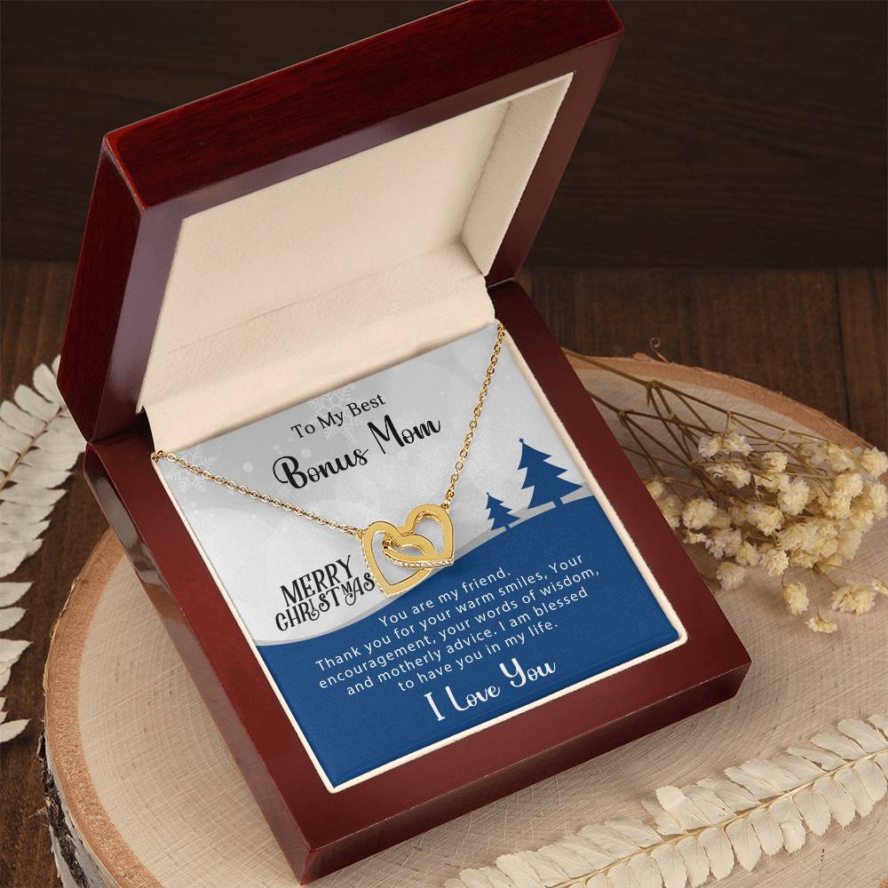 Bonus Mom - Wisdom - Christmas Gift - Interlocking Hearts Necklace