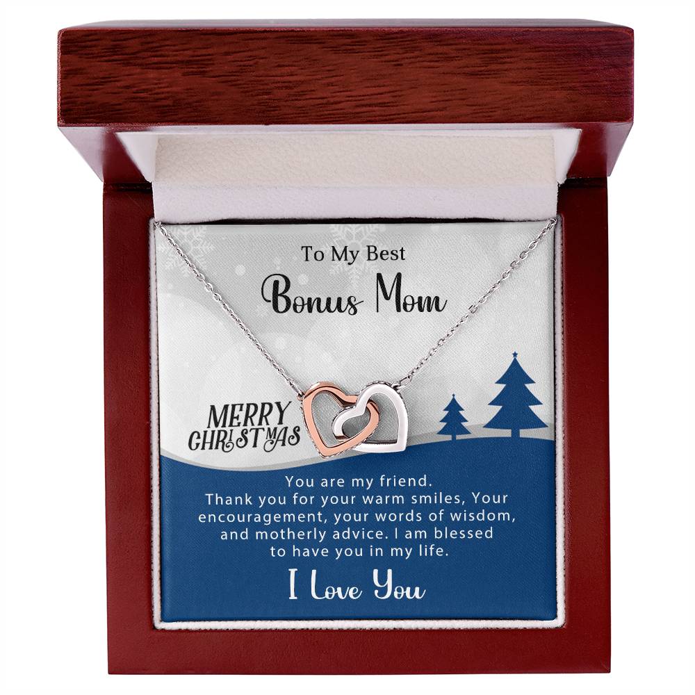 Bonus Mom - Wisdom - Christmas Gift - Interlocking Hearts Necklace