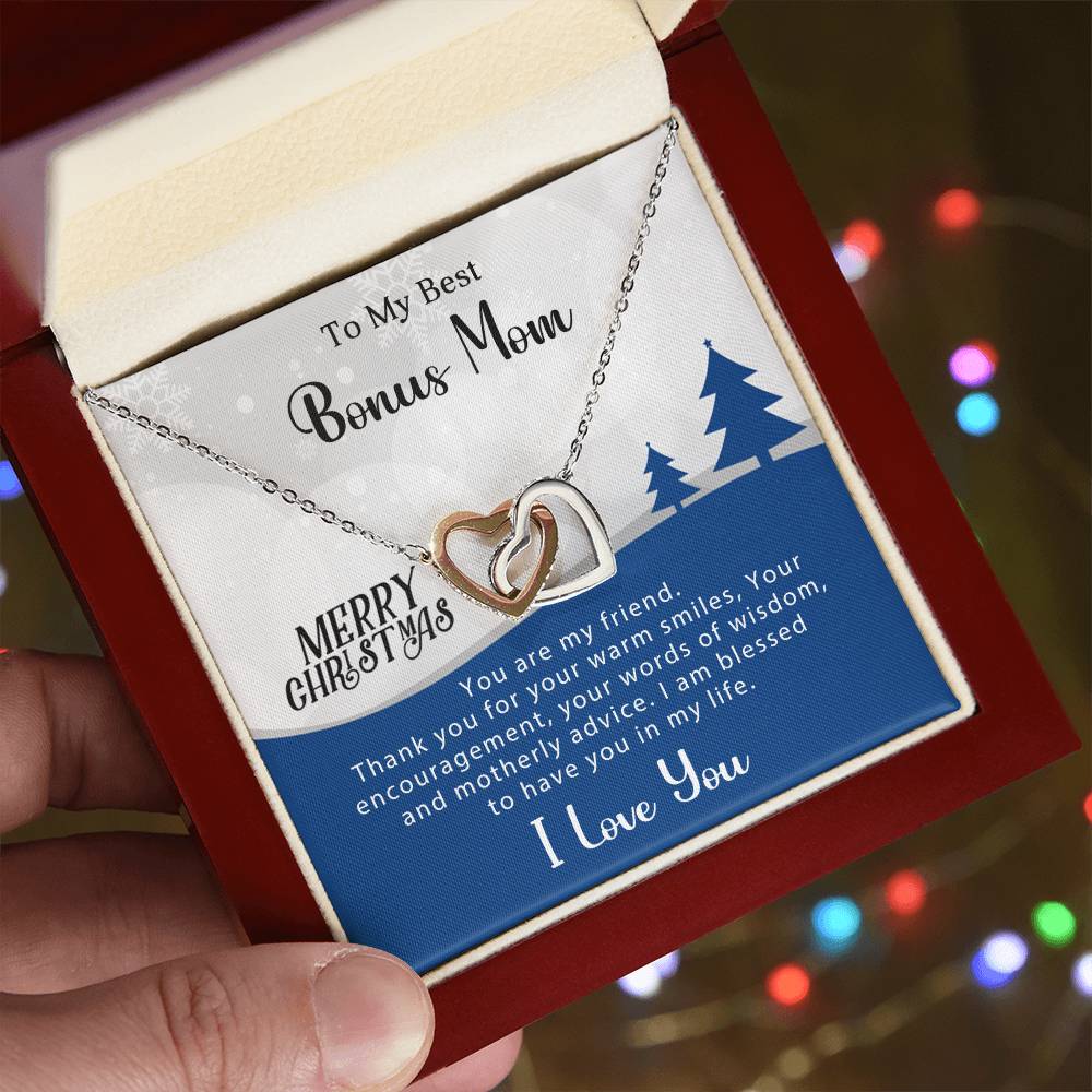 Bonus Mom - Wisdom - Christmas Gift - Interlocking Hearts Necklace