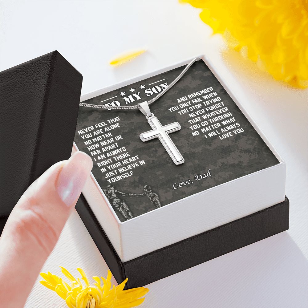 To My Son | I Will Always Love You - Stainless Steel Cross Necklace