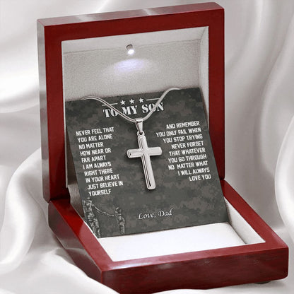 To My Son | I Will Always Love You - Stainless Steel Cross Necklace